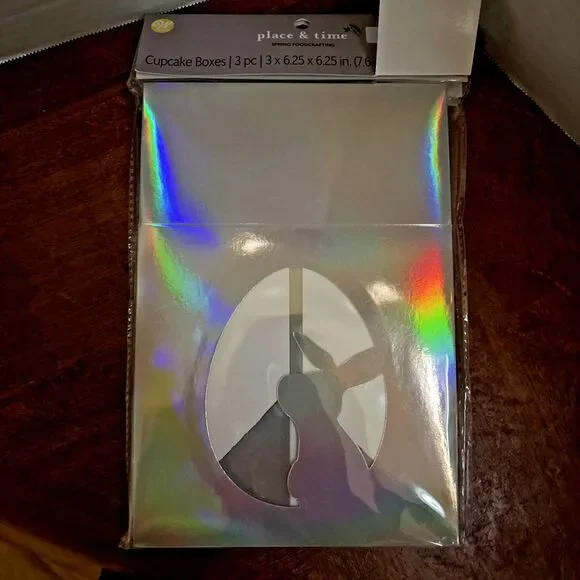 Easter Cupcake Gift Boxes (6) Bunny Baby Shower Party Birthday Silver Rabbit - Picture 6 of 6